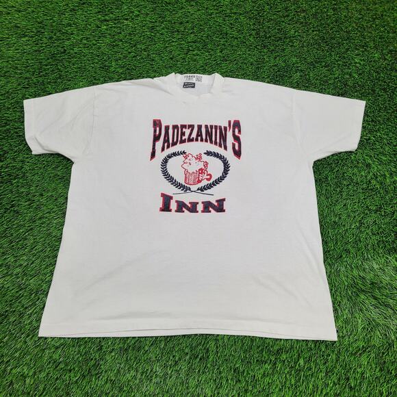 Vintage 80s Beer Shirt 2XL 25x27 White Padezanins-Inn - Picture 1 of 13